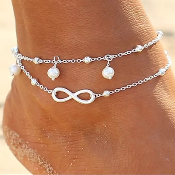 Jewelry - Infinity Pearl Silver Toned Anklet